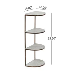 33.5" Bainville Modern Glam Handcrafted Marble Half Round Etagere Bookcase Natural White/Antique Brass - Christopher Knight Home -Living Furniture GUEST fb001299 deda 4e66 a94a b631d5799612