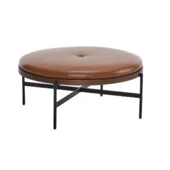 Christopher Knight Home Crestholm Modern Upholstered Round Ottoman With Iron Leg -Living Furniture GUEST fb28d569 f091 4590 9cf0 33bba2ffb30b