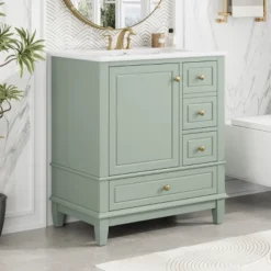 Christopher Knight Home Thomas 30" Bathroom Vanity With Sink, One Door With Shelf And Three Drawers 33 Christopher Knight Home Thomas 30" Bathroom Vanity With Sink, One Door With Shelf And Three Drawers -Living Furniture GUEST fb3180e2 f8e3 43b5 8da7 2dd801f74aff
