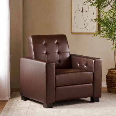 Craigue Contemporary Tufted Faux Leather Pushback Recliner - Christopher Knight Home 1 Craigue Contemporary Tufted Faux Leather Pushback Recliner - Christopher Knight Home