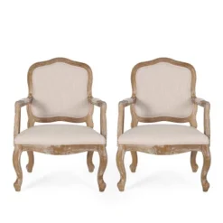Set Of 2 Andrea French Country Wood Upholstered Dining Armchairs - Christopher Knight Home 25 Set Of 2 Andrea French Country Wood Upholstered Dining Armchairs - Christopher Knight Home -Living Furniture GUEST fbb31e6e 667c 4058 8270 690788356cc3