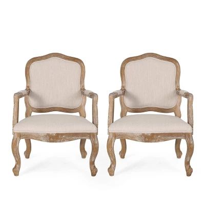 Set Of 2 Andrea French Country Wood Upholstered Dining Armchairs - Christopher Knight Home 11 Set Of 2 Andrea French Country Wood Upholstered Dining Armchairs - Christopher Knight Home - Image 11