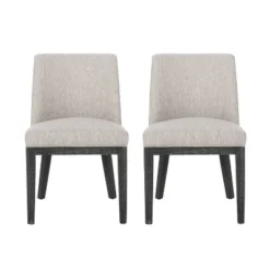 Christopher Knight Home Set Of 2 Camas Upholstered Dining Chairs Light Gray/Weathered Gray
