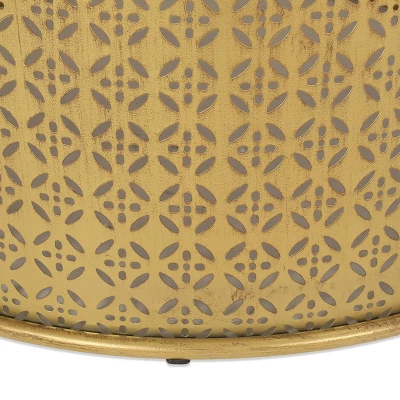 Noxon Boho Lace Cut Iron Coffee Table Gold Brushed Brown - Christopher Knight Home: Pedestal Base, No Assembly Required 3 Noxon Boho Lace Cut Iron Coffee Table Gold Brushed Brown - Christopher Knight Home: Pedestal Base, No Assembly Required - Image 3