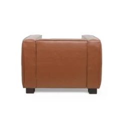 Goyette Contemporary Faux Leather Club Chair Cognac Brown/Dark Walnut - Christopher Knight Home -Living Furniture GUEST fd0838e8 0078 45ca af9c 3edd9263d2ff