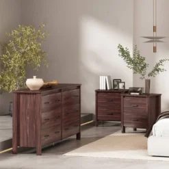 3pc Olimont Contemporary Double Dresser And Nightstand Set Walnut - Christopher Knight Home 16 3pc Olimont Contemporary Double Dresser And Nightstand Set Walnut - Christopher Knight Home -Living Furniture GUEST fd0de9dd 9b39 48b9 9dc9 5012648bc3cc