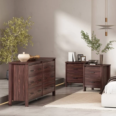 3pc Olimont Contemporary Double Dresser And Nightstand Set Walnut - Christopher Knight Home 5 3pc Olimont Contemporary Double Dresser And Nightstand Set Walnut - Christopher Knight Home - Image 5