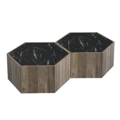 Christopher Knight Home Nirae Rustic Hexagonal Coffee Table With Drawers -Living Furniture GUEST fdf08880 9c43 4a98 8e55 d1fedddbf469
