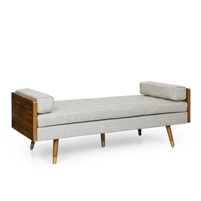 Keairns Mid Century Modern Tufted Double End Chaise Lounge With Bolster Pillows - Christopher Knight Home 9 Keairns Mid Century Modern Tufted Double End Chaise Lounge With Bolster Pillows - Christopher Knight Home - Image 9